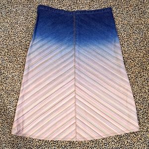 🌈DKNY DENIM OMBRE RAINBOW STRIPE MID-RISE A-LINE SKIRT- 2